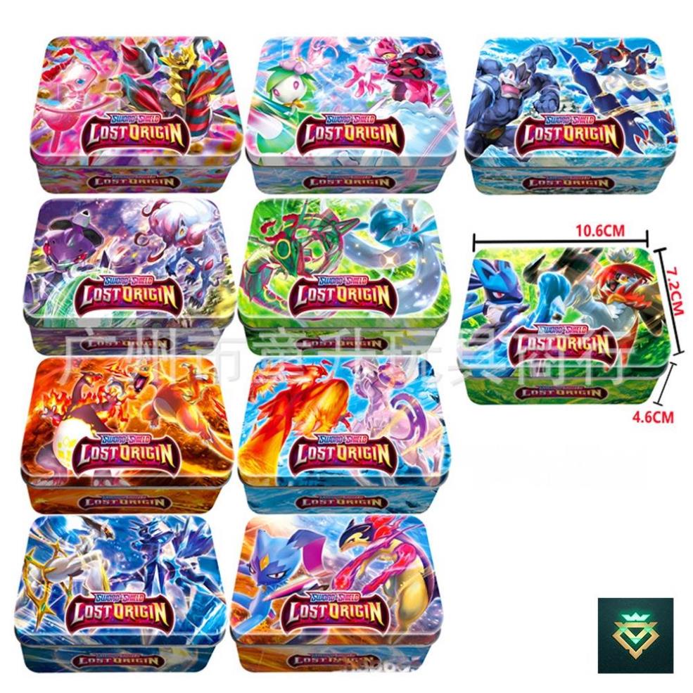 Thẻ bài pokemon hộp sắt 54 lá Lost Origin kèm thẻ Vip đồ chơi sưu tập 10 mẫu