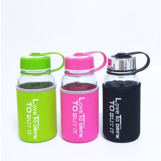Bình Đựng Nước Thuỷ Tinh Love To Drink 700ml Tặng Kèm Vỏ Bọc Vải Neoprene