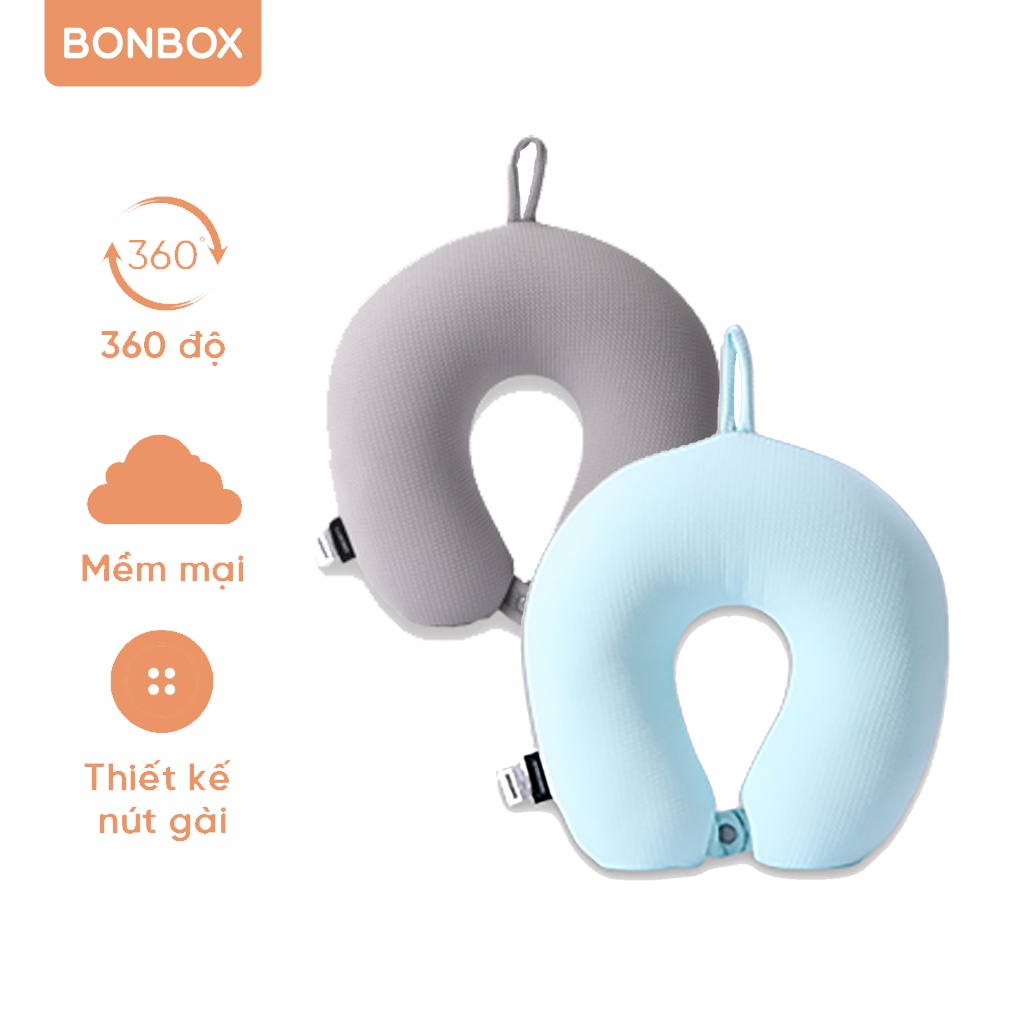 Gối kê cổ chữ U cao cấp BONBOX BNP100 bọc vải thoáng mát, chống đau mỏi cho dân văn phòng, du lịch - Hàng chính hãng