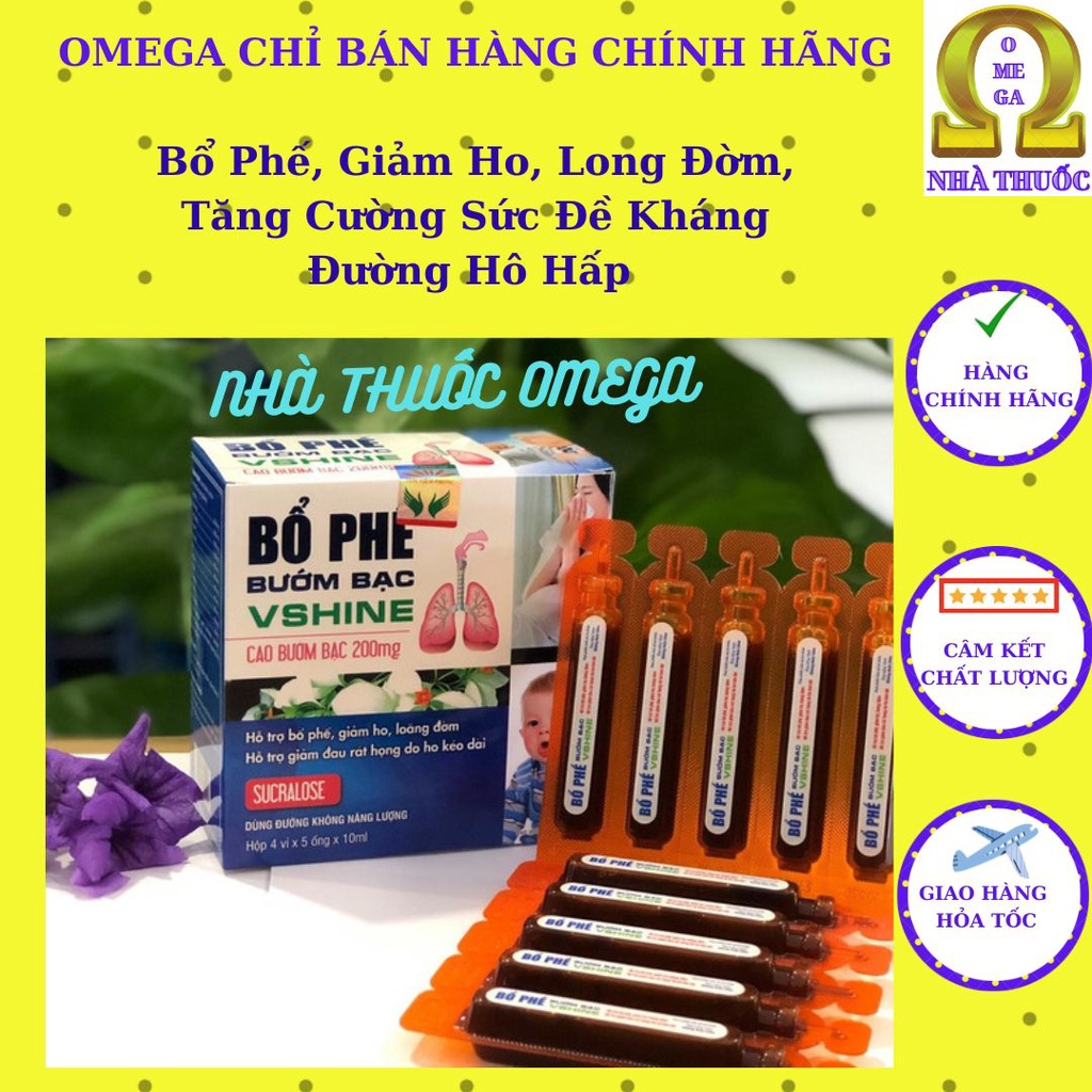 Siro Bổ phế Bướm Bạc Vshine (20 ống) - Hỗ Trợ Giảm Ho, Long Đờm, Tăng Cường Sức Đề Kháng Đường Hô Hấp