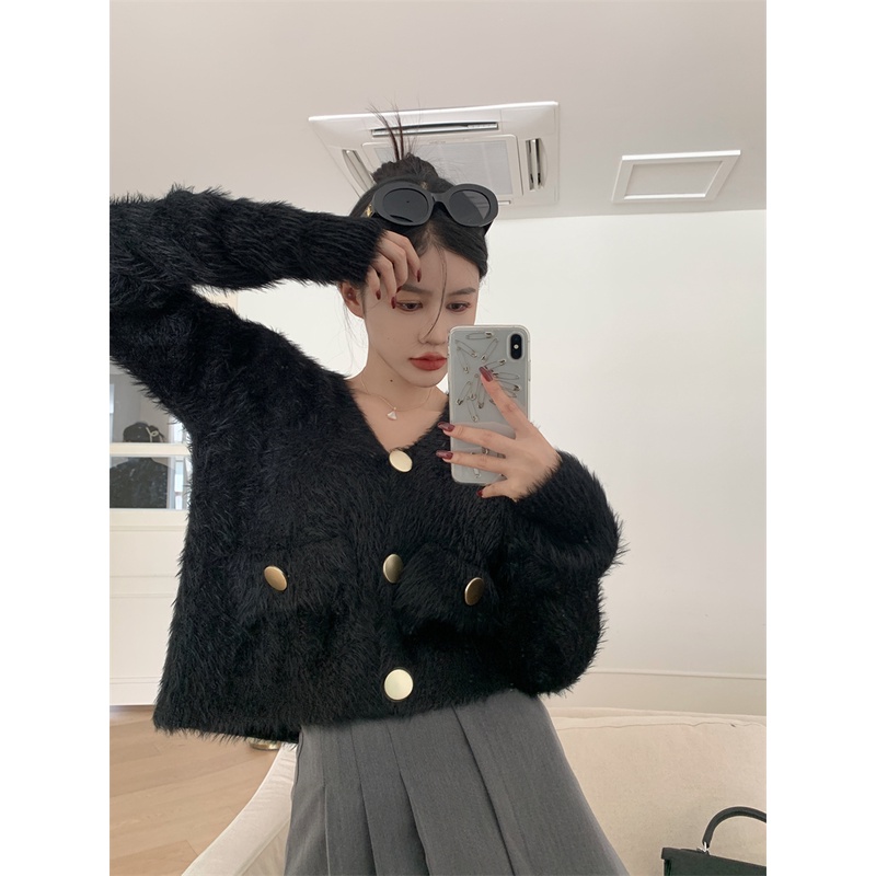 Áo cardigan Dệt Kim Cổ Chữ V Màu Trơn Phong Cách Thời Trang Hàn Quốc Cho Nữ