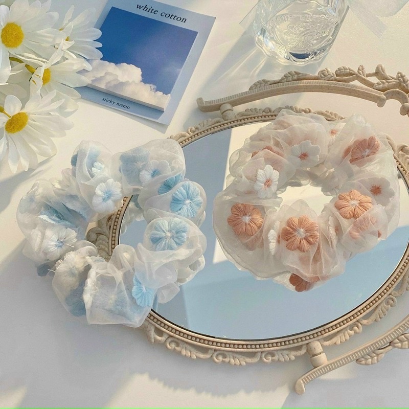 Dây cột tóc, buộc tóc scrunchies HOA CÚC xinh mê ly !!