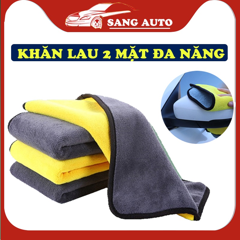 Khăn Lau Ô Tô - Khăn Lau Xe Hơi 2 Mặt 2 Lớp Siêu Sạch Siêu Thấm Hút