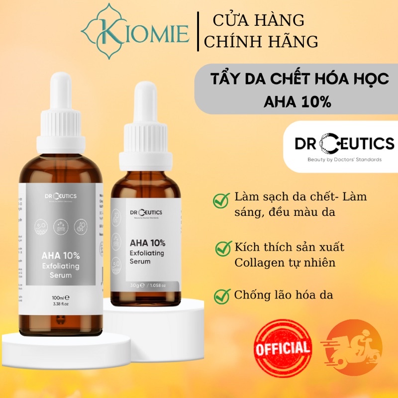 Drceutics Dung dịch AHA 10% Exfoliating Serum tẩy da chết hóa học làm sáng và ngừa lão hóa Da 30ml - 100ml | BigBuy360 - bigbuy360.vn