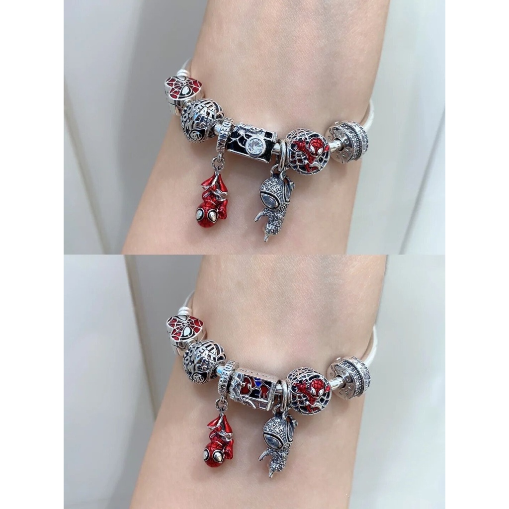 Hạt Charm Pandora Charm S925 Mạ Bạc 925 Hình Người Nhện Marvel Trang Sức Thủ Công Cho Nữ 2022