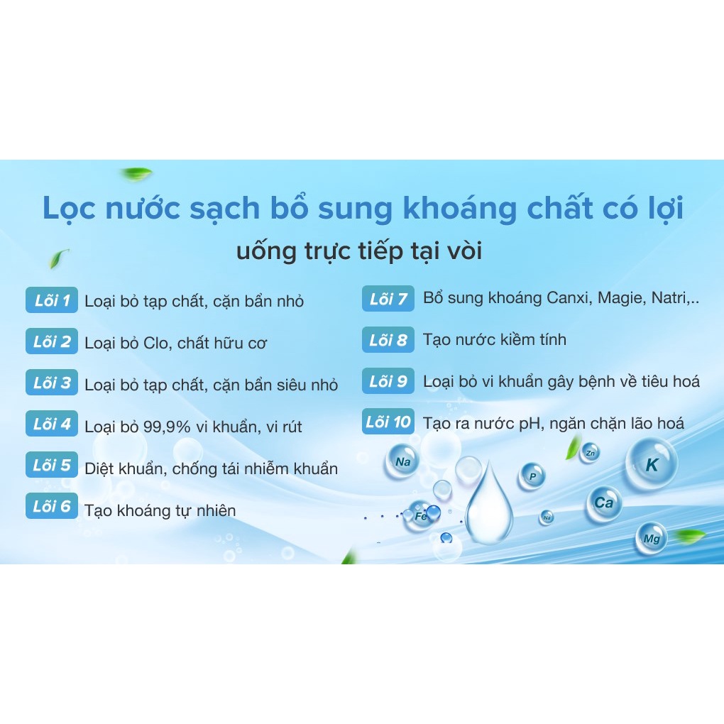 Máy lọc nước RO nóng nguội lạnh Kangaroo KG10A3 10 lõi - hàng trưng bày chính hãng