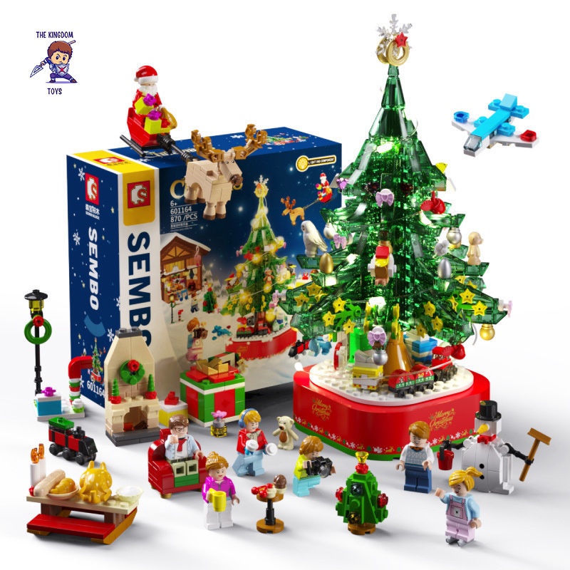 Đồ Chơi Lắp Ráp Noel Mô Hình Cây Thông Giáng Sinh Hộp Nhạc Dây Cót Và Đèn Phát Sáng Merry Christmas 601164