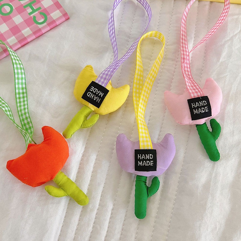 Phụ kiện treo túi xách YA ZHOU LONG hình hoa tulip màu kẹo ngọt dễ thương tiện lợi