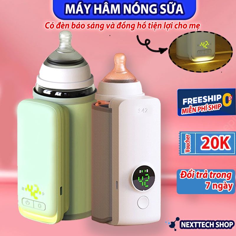 Máy hâm sữa cầm tay Finose không dây tự động có đèn chính hãng ủ sữa cho bé  sạc USB giữ nóng ổn định nhiệt độ