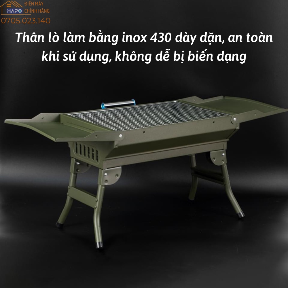 Bếp Nướng Than Hoa BBQ Gấp Gọn, Có Quai Xách Sử Dụng Đi Cắm Trại, Dã Ngoại, Du Lịch