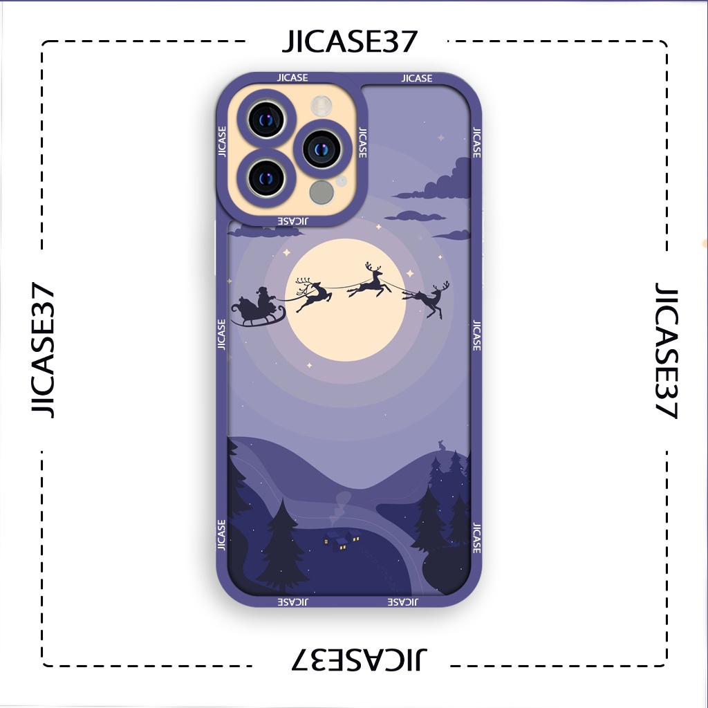 Ốp lưng iphone và samsung xiaomi oppo cạnh vuông Jicase đêm trăng chrismas tím