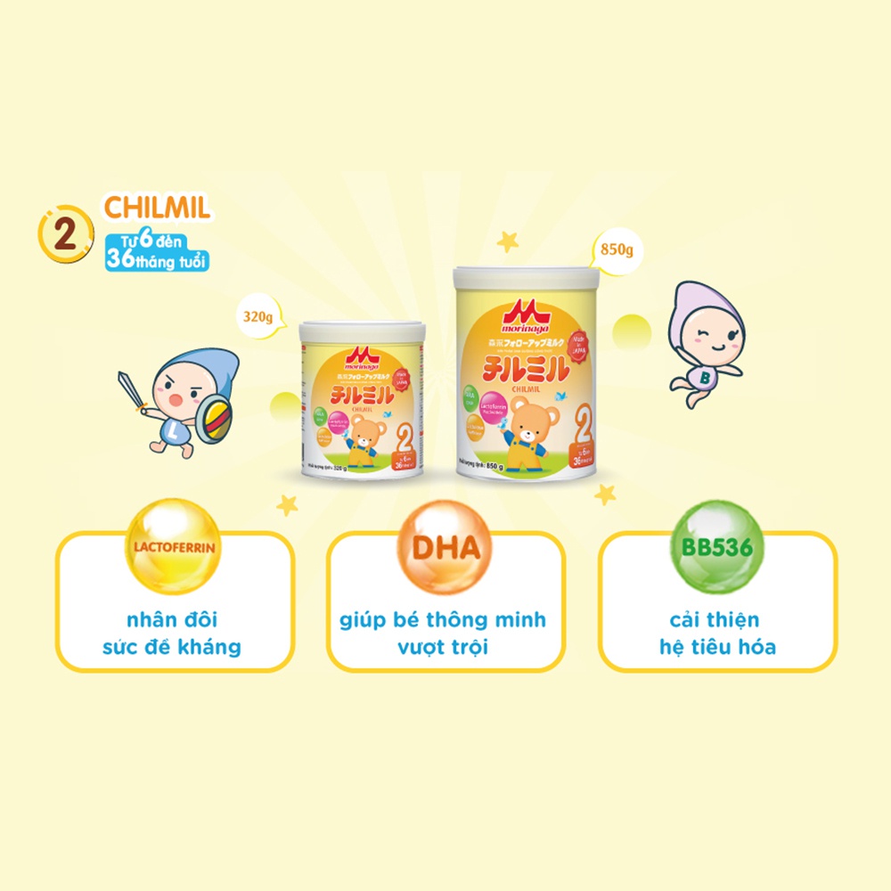 Sữa Morinaga số 2 (Chilmil) cho bé từ 6-36 tháng 850g