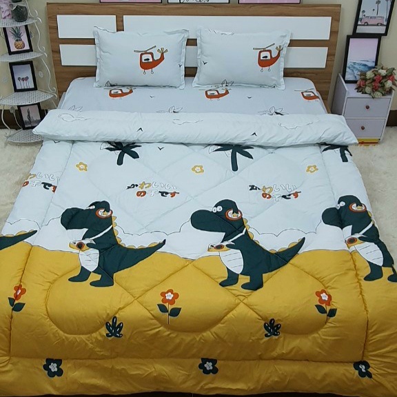 (Giá sỉ)   Chăn Phao Trần Bông Cotton Poly Mẫu Thỏ Nâu  Dày Dặn Chuẩn Y Ảnh Kích Thước 1,8m x 2m - Ib chọn mẫu