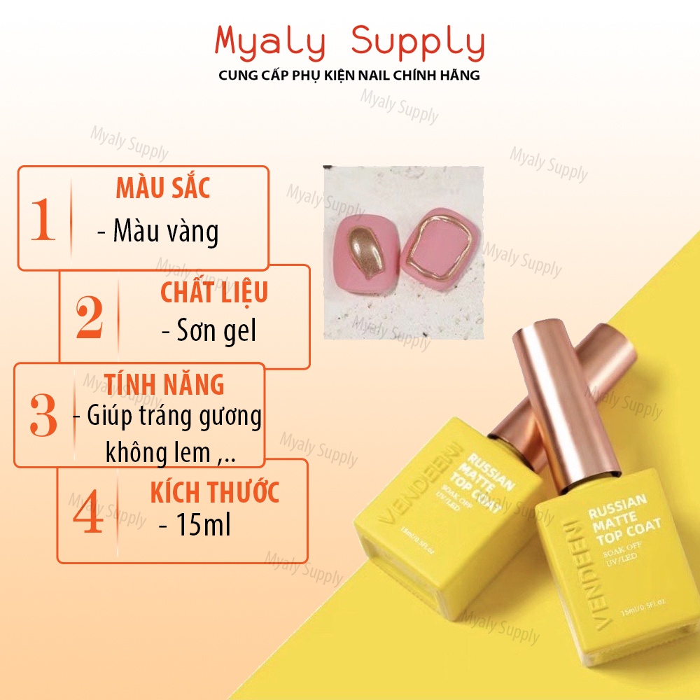 Top Lì Không Lem Khi Tráng Gương Vendeeni Chính Hãng 15ml 1585