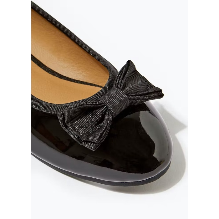 Giày búp bê đen đỏ bóng nơ Matalan_hàng chính hãng authentic