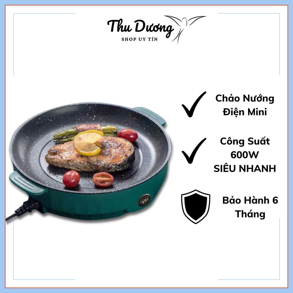 Bếp Chảo Nướng Điện Đa Năng Shanban 2 Nấc Nhiệt Size 26CM Chống Dính Vân Đá -TD