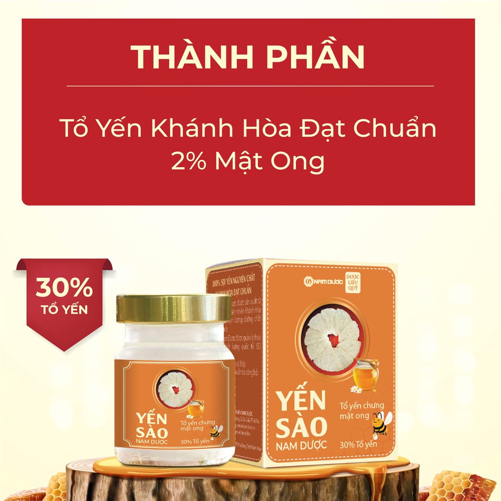 [Combo 5 hũ] Yến sào Nam Dược tổ yến chưng mật ong lọ 70ml, bổ sung dưỡng chất, bồi bổ sức khỏe, tăng sức đề kháng