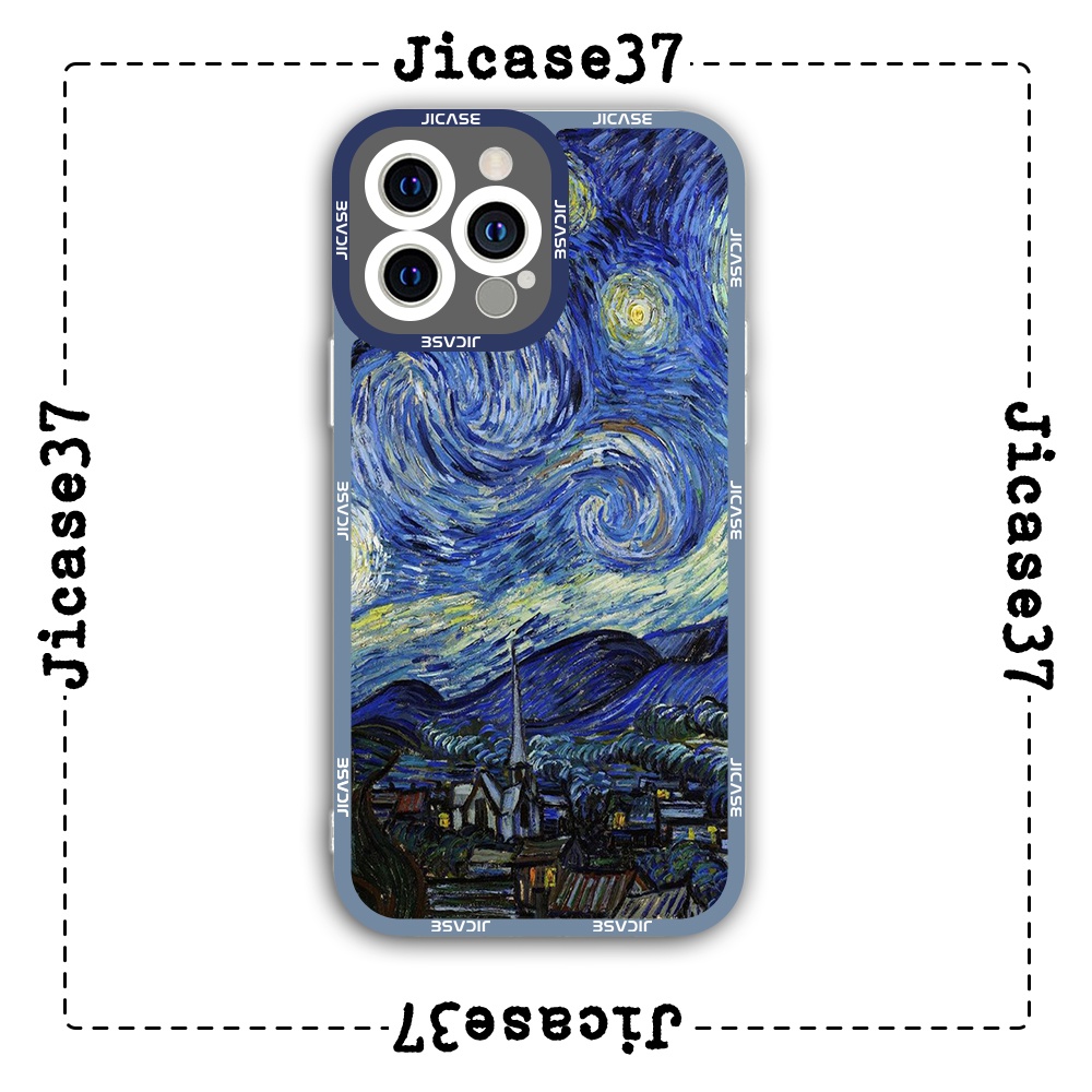 Ốp lưng iphone cạnh vuông Jicase Cảnh làng xóm Van Gogh 6plus/6s/6splus/7/7plus/8/8plus/x/xs/11/12/pro/max/plus/promax