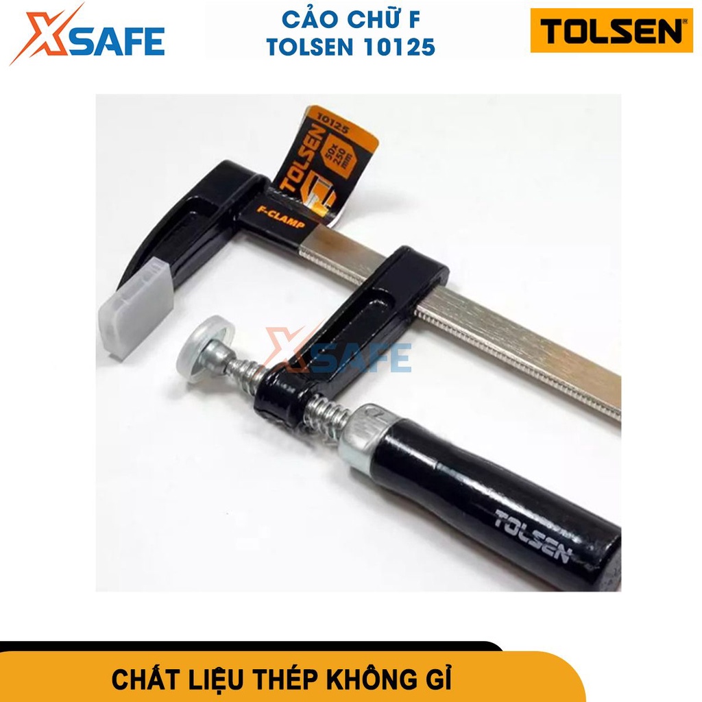 Kẹp gỗ chữ F cán gỗ TOLSEN Cảo chữ F thép không gỉ cố định lên bàn thợ mộc, bàn thợ cơ khí