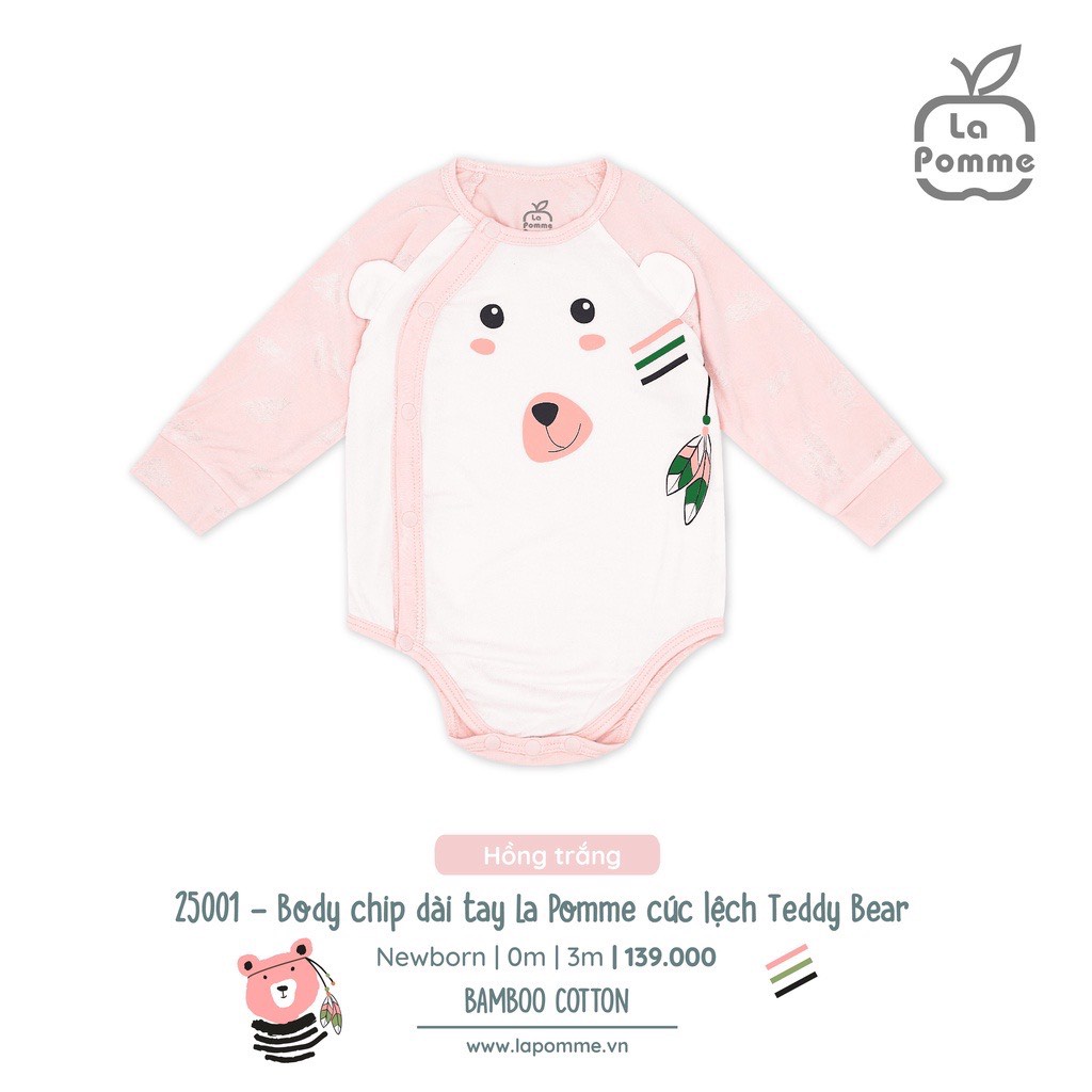 Bộ body dài tay La Pomme cúc lệch Teddy Bear nhiều màu
