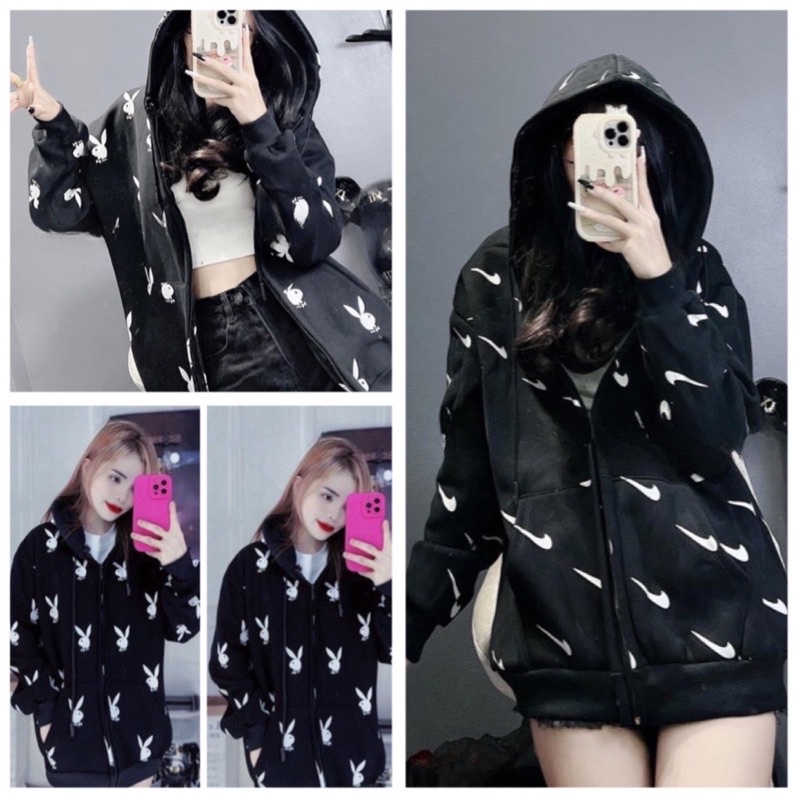 Áo Khoác Hoodie Tai Thỏ Nỉ Bông Nam Nữ Form Rộng Dầy Dặn Siêu Đẹp(Hàng Sẵn)