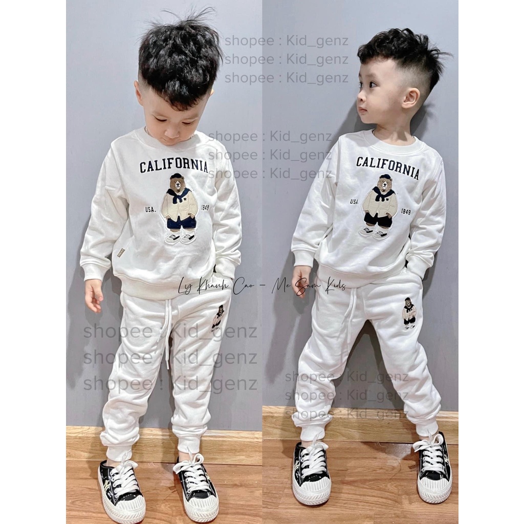 Set áo nỉ quần dài gấu USA cho bé , bộ quần áo sweater trẻ em unisex , Kid_genZ