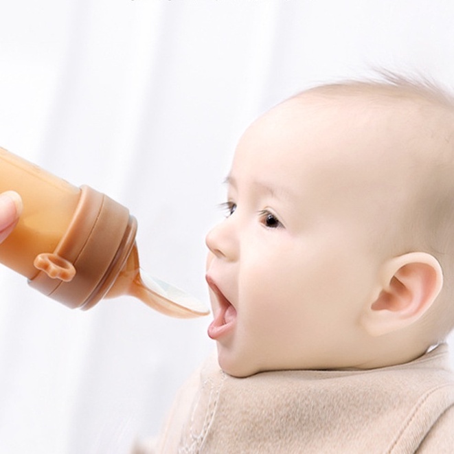 [Siêu rẻ] Bình ăn dặm đa năng, bình thìa kèm bình tập nhai 2 trong 1