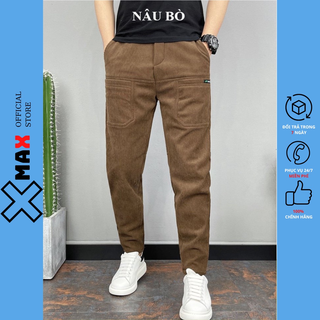 Quần baggy nam nhung tăm co giãn Xmax Hàn Quốc chất liệu cao cấp có túi phía trước HOT TREND STREET STYLE B080