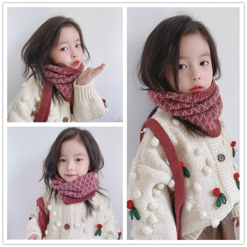 Khăn Choàng Cổ Đan Len Sọc Ca Rô Phong Cách Hàn Quốc Thời Trang Thu Đông Xinh Xắn Dành Cho Trẻ