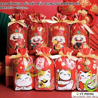 SET 10 TÚI NHỰA DÂY RÚT ĐỰNG BÁNH KẸO TẾT NHIỀU MẪU QUÀ TẶNG CÁC DỊP LỄ MỪNG NĂM MỚI BBK-0070