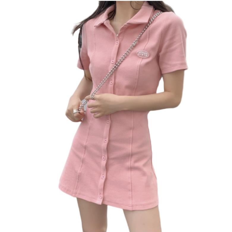 H.A.N STORE H.A.N STORE Đầm Ngắn Cổ Polo Phong Cách Hàn Quốc Thời Trang Mùa Hè Cho Nữ ONE