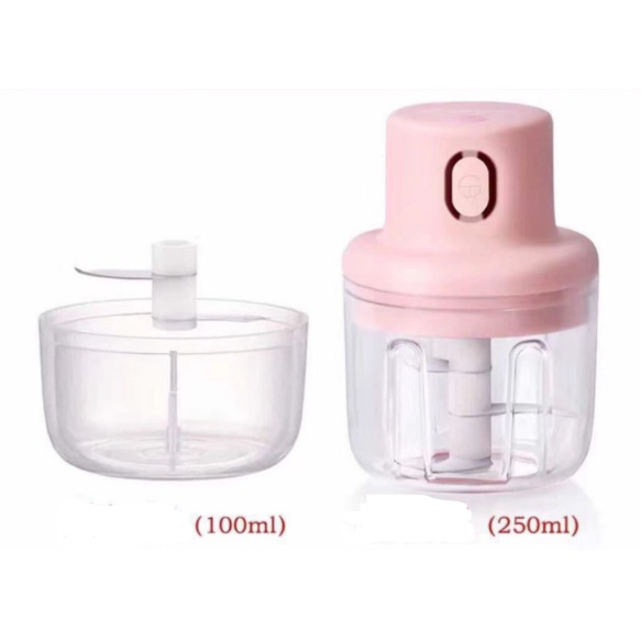 Bộ Máy xay tỏi ớt cầm tay đa năng 2 cối (100ml và 250ml) cối xay thực phẩm đồ ăn dặm cho bé sạc điện USB tiện ích