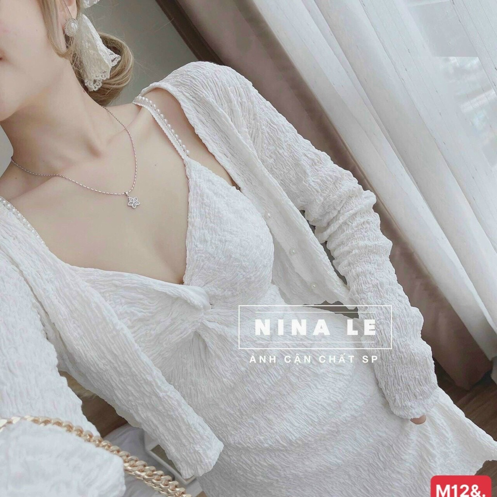 Sét Áo Khoác Kèm Đấm Xoắn Ngực Đầm Có Mút Có Lót