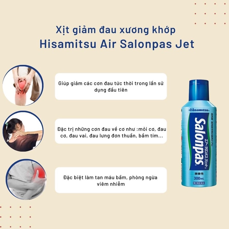 Hàng_Nhật_Auth Xịt Giảm Đau Khớp Air Salonpas Hisamitsu Jet Hàng nội điạ