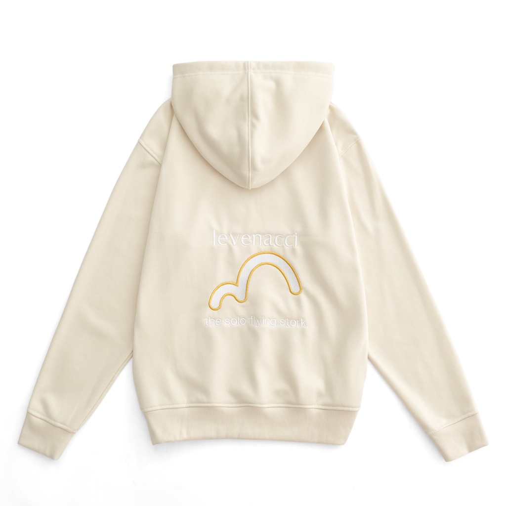 Áo Hoodie Nỉ chân cua Màu Kem Thêu Levenacci