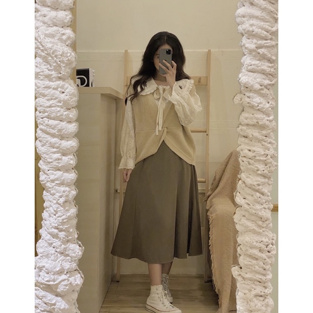 Chân váy dài lưng cao form basic - CV139