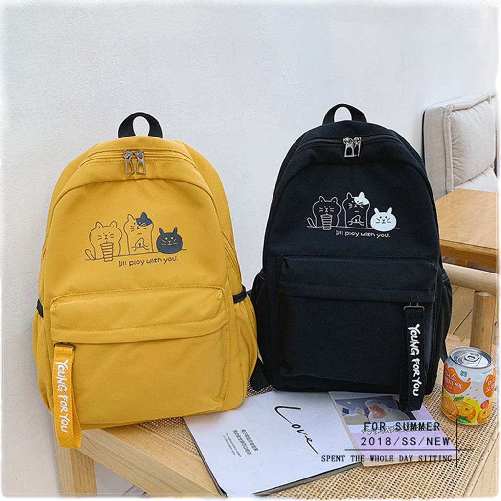 Balo đi học cấp 1 2 3 thời trang nam nữ 3 chú mèo