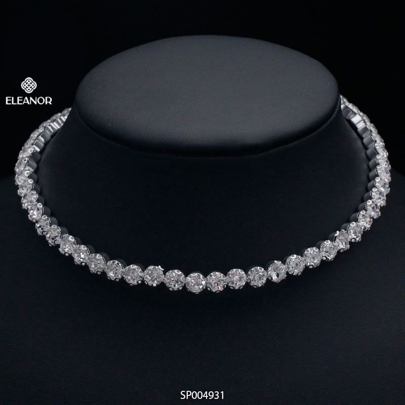 Dây chuyền choker dạng kiềng bông tai nữ Eleanor Accessories bộ trang sức đính đá lấp lánh phụ kiện trang sức 4818