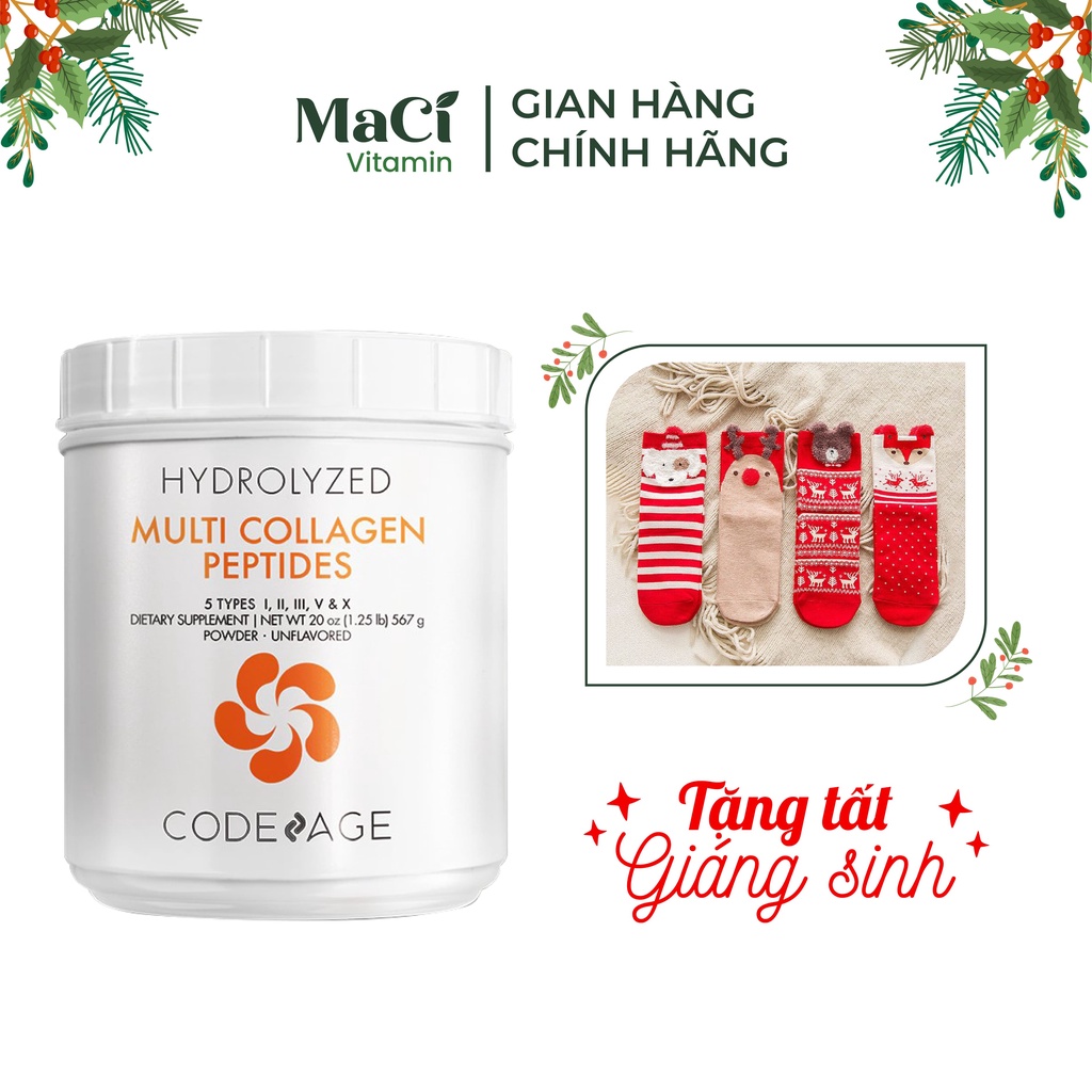 Bột Collagen thủy phân tổng hợp Codeage Hydrolyzed multi collagen 567g MaCi