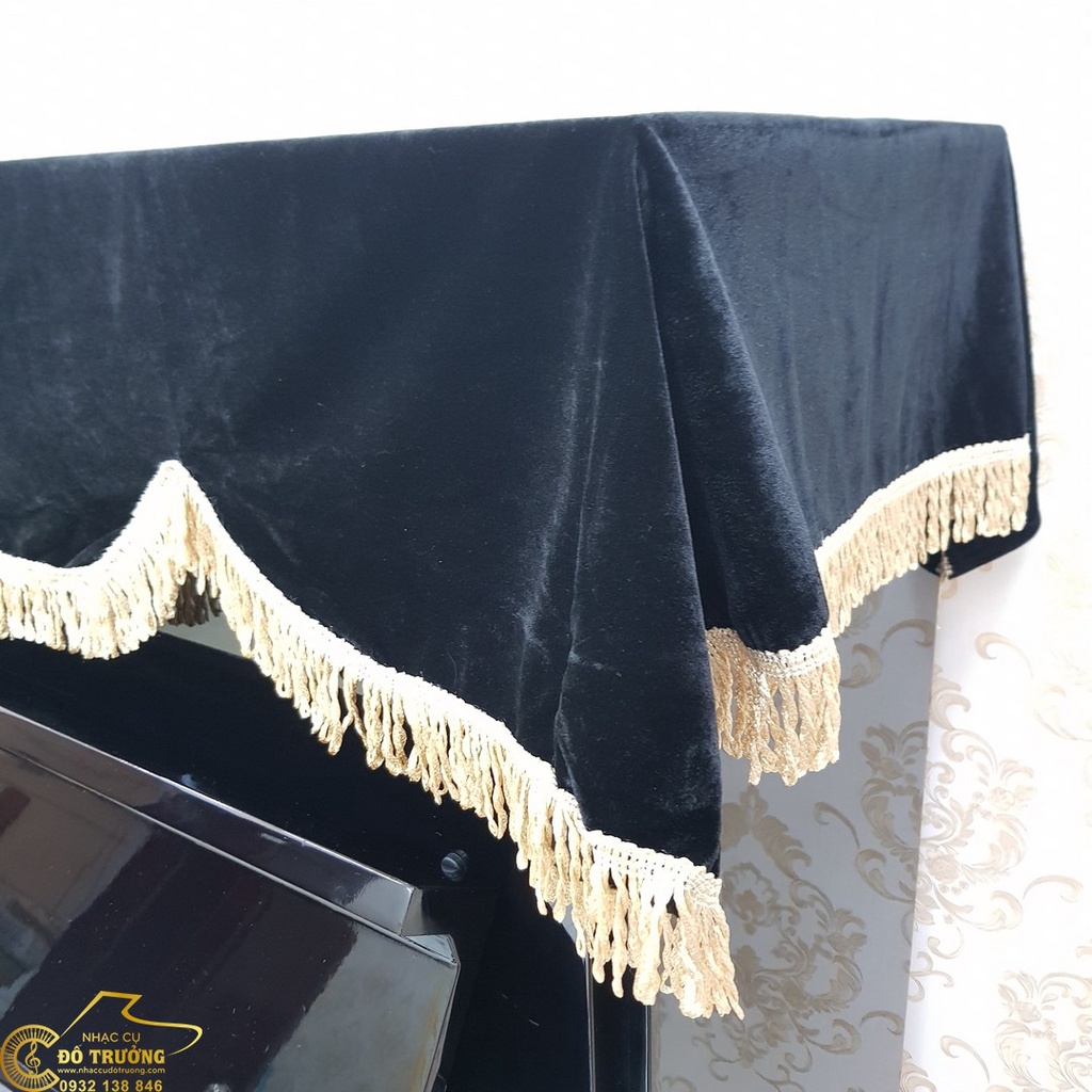Khăn phủ đàn Piano nhung đen tặng kèm phủ ghế đơn