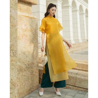 Áo dài cách tân CHẤT LIỆU TƠ ÓNG LÓT LỤA DÁNG SUÔNG kèm quần 4 tà ÁO DÀI BẢO HIẾU