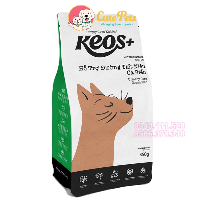 Thức ăn cho mèo sỏi thận Keos+ 350g Urinary Care Hỗ trợ đường tiết niệu - Cutepets