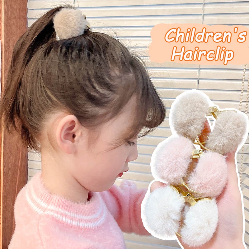 Kẹp Tóc Đuôi Ngựa Bằng Lông Nhung Dễ Thương Xinh Xắn Phong Cách Hàn Quốc Cho Bé Gái