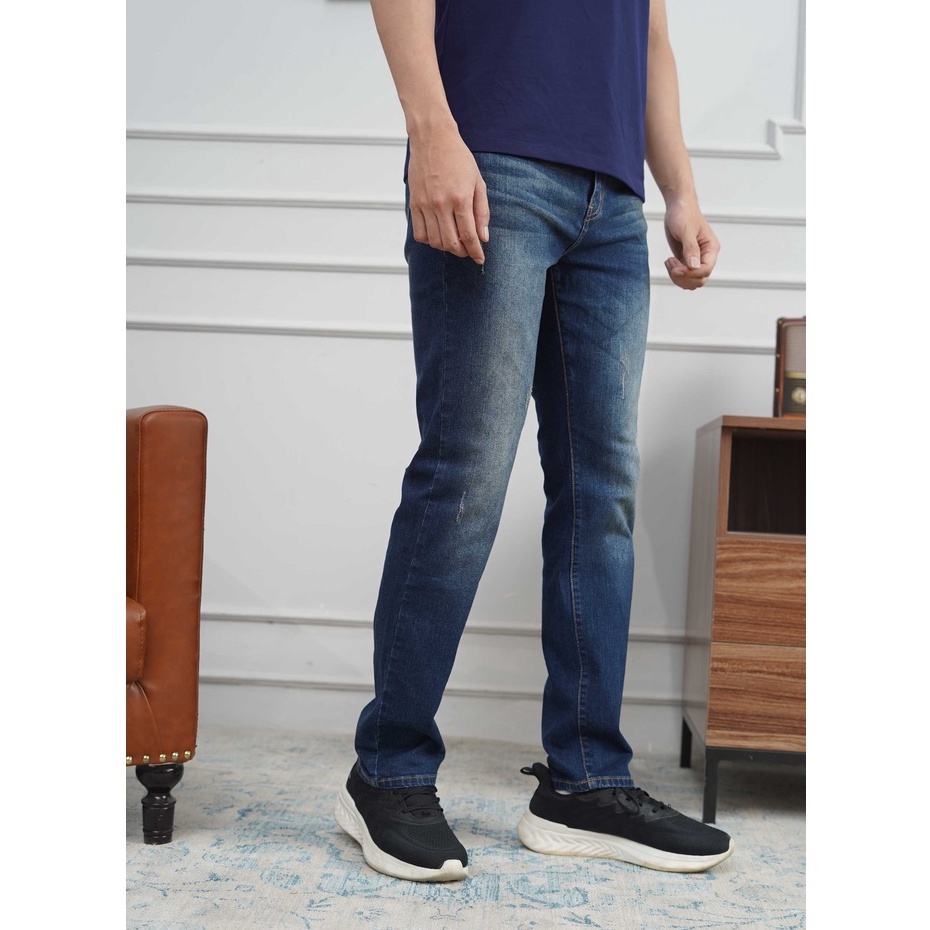 Quần jean nam xanh đậm JONATHAN QJ048 vải denim cao cấp co dãn nhẹ 4 chiều, form dáng chuẩn đẹp, trẻ trung, hottrend