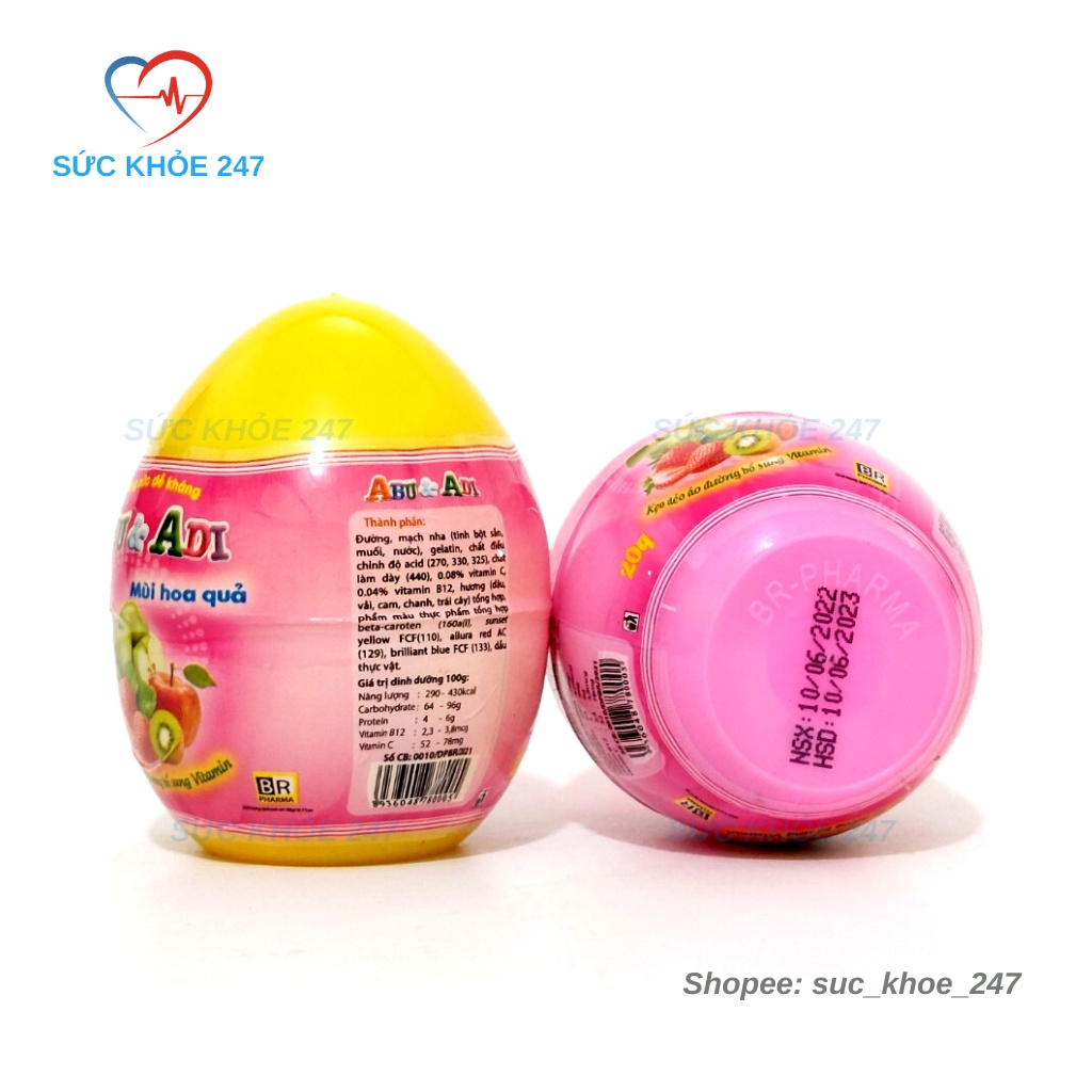 Kẹo Dẻo ABU & ADI Hình Quả Trứng Giúp Bổ Sung Vitamin, Tăng Sức Đề Kháng Cho Bé