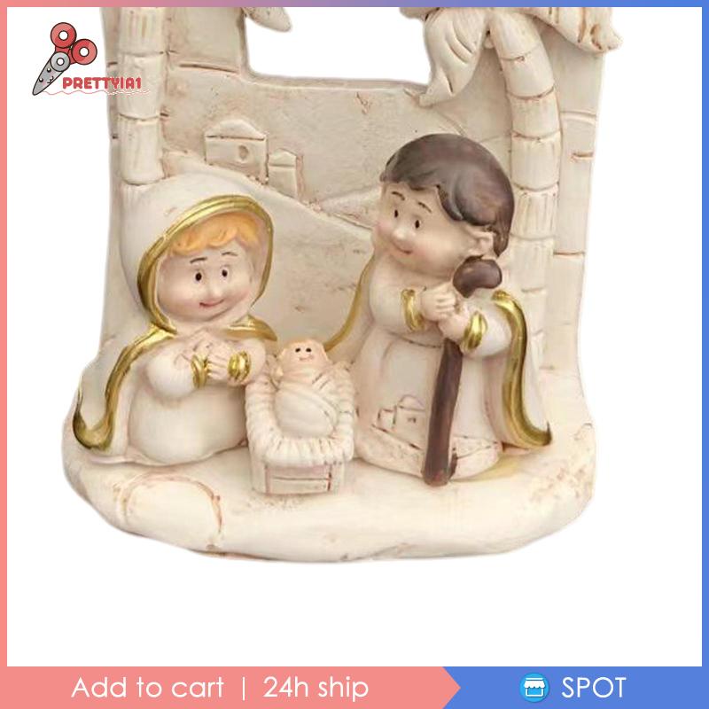 [Prettyia1] Tượng Gia Đình Thánh Giáng Sinh Để Bàn Hoặc Trưng Bày Trang Trí
