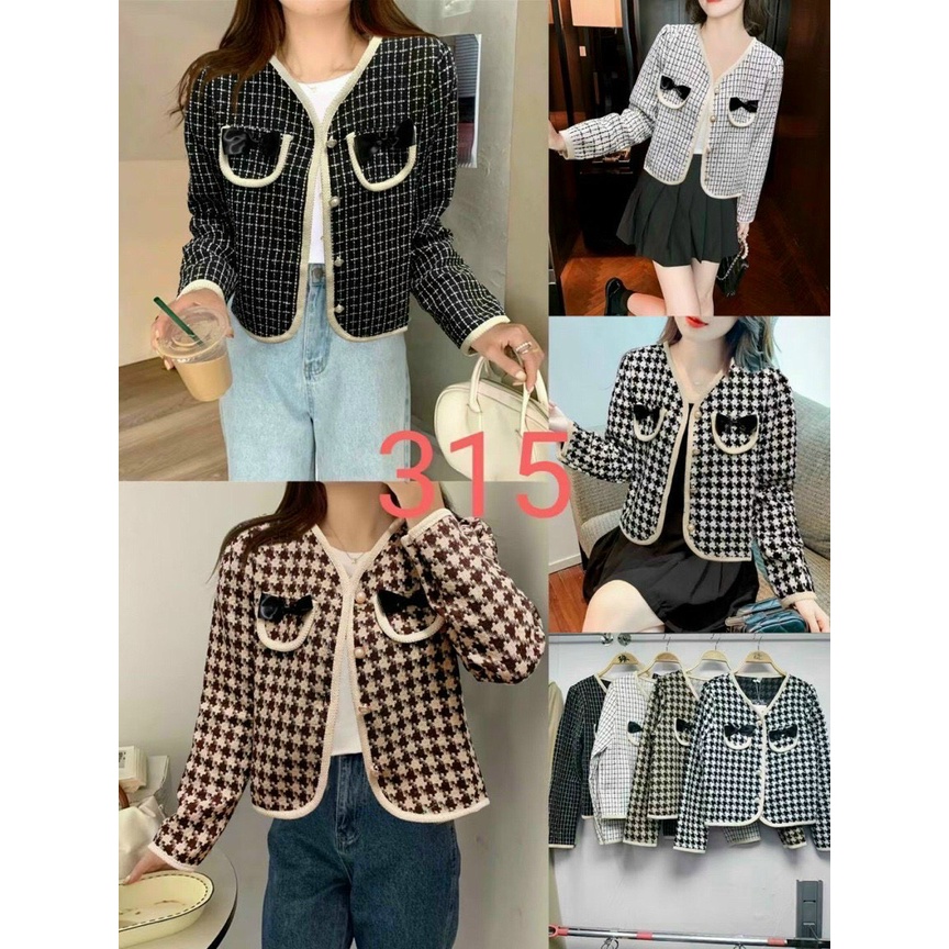 áo khoác dạ Tweed dáng lửng thời trang nữ