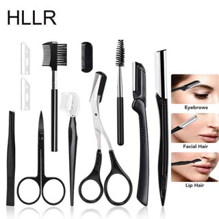 HLLR Bộ Dụng Cụ Kéo Cắt Tỉa Lông Mày Bằng Thép Không Gỉ Màu Đen