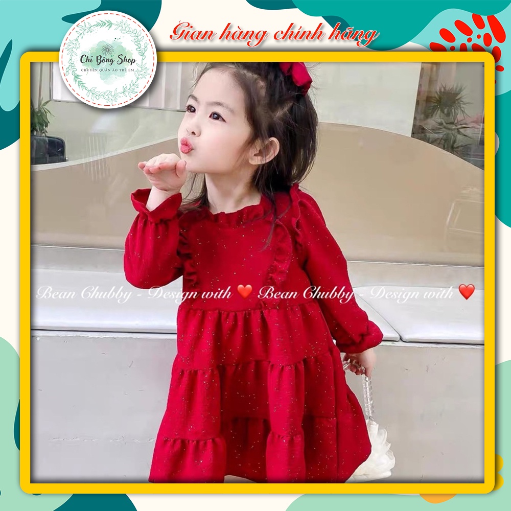 Váy nhung đỏ nhũ ngực tim Bean Chubby BG - MT03