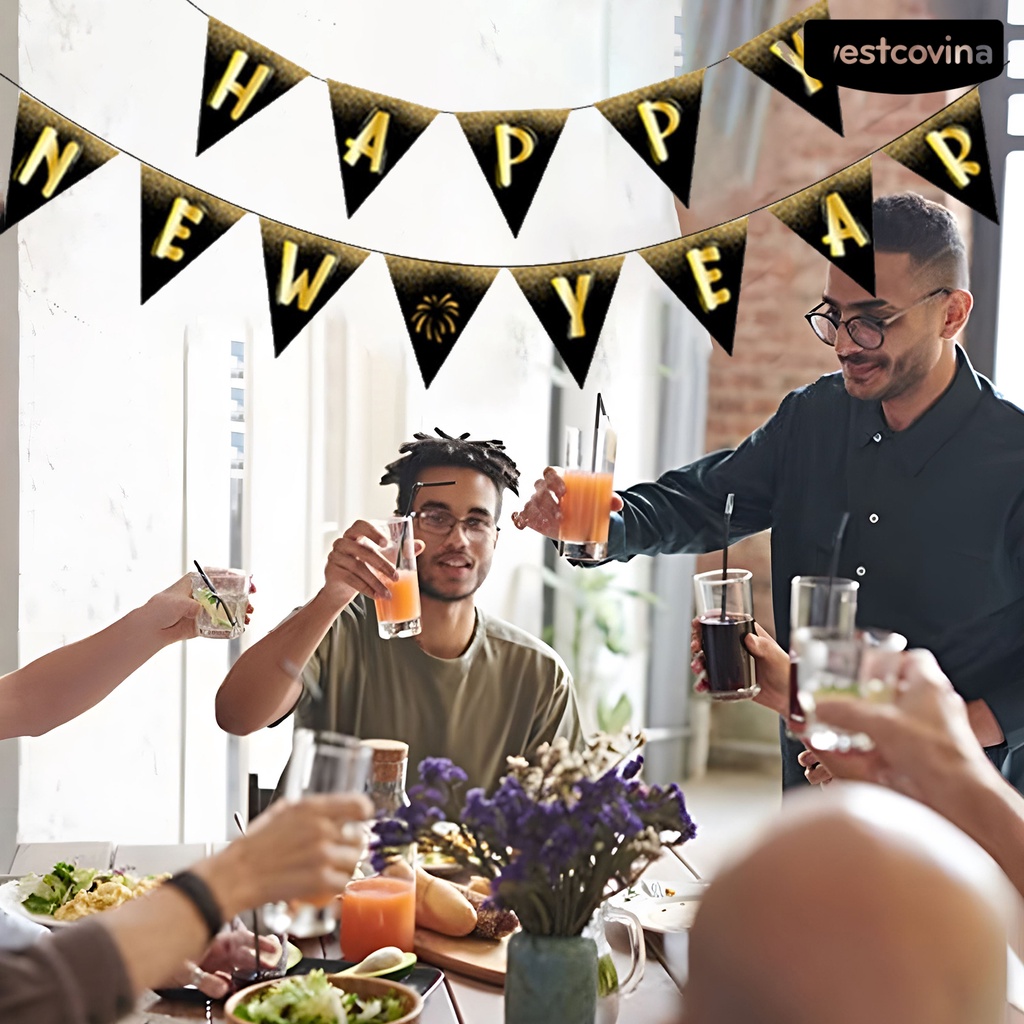 [Hot]☃1 Bộ Dây Cờ Chữ Màu Vàng Đen Đa Năng Chống Phai Màu